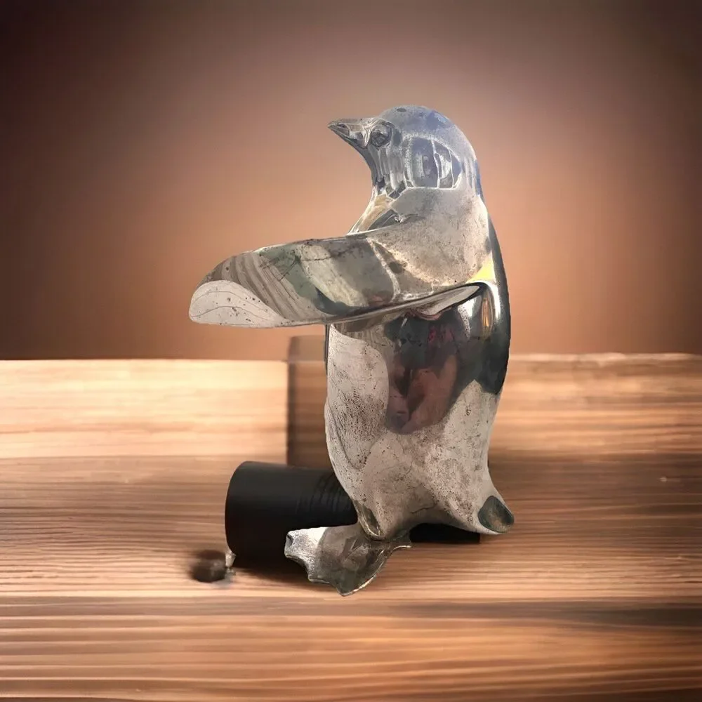 Restoration Hardware Penguin Silver Plated Candle Holder Winter Display Decor